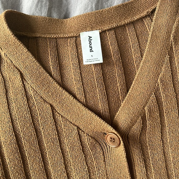 Cropped Ribbed Cardigan Sweater Small - Picture 2 of 6